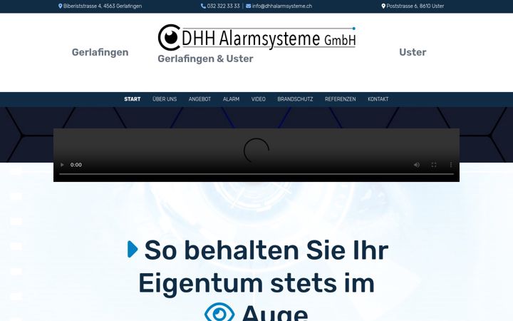 Screenshot of dhhalarmsysteme.ch