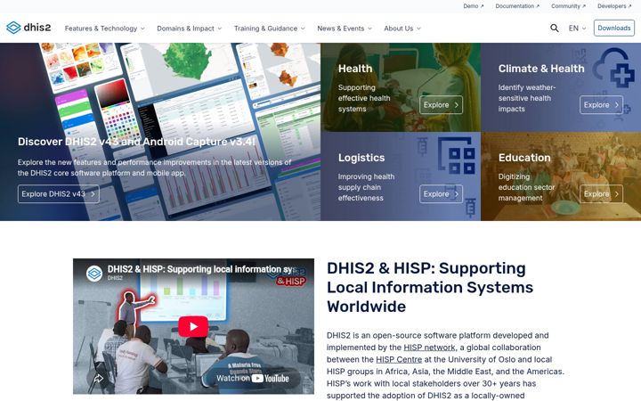 Screenshot of dhis2.org