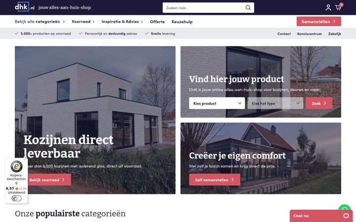 Screenshot of dhk-kozijnen.nl