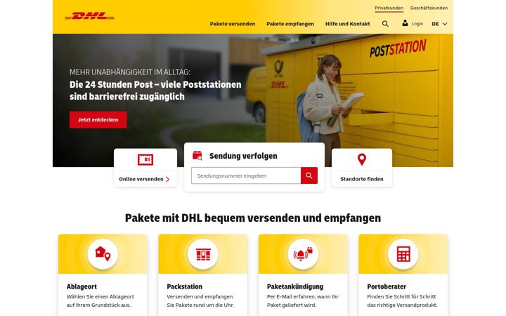 Screenshot ta' dhl.de