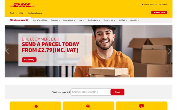 Screenshot of dhlecommerce.co.uk