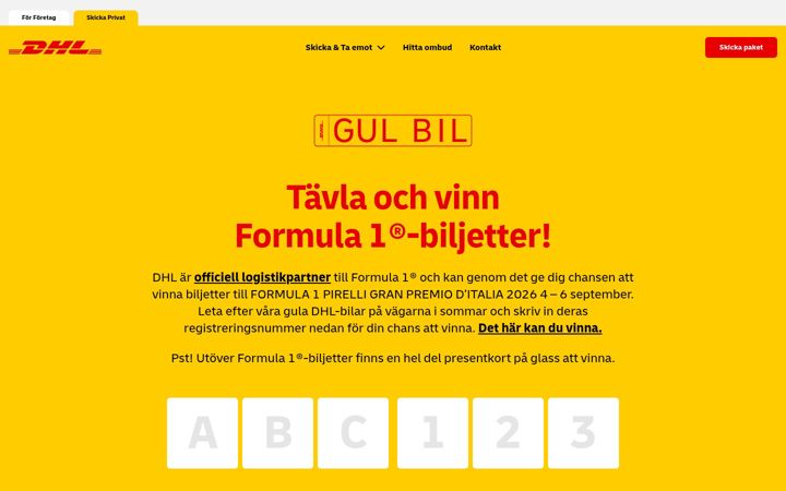 Screenshot di dhlpaket.se