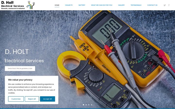 Screenshot of dholtelectrical.co.uk