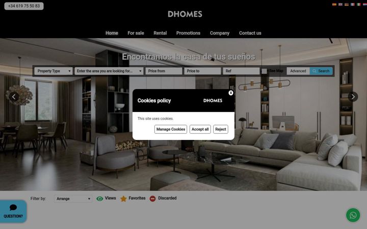 Captură de ecran a dhomesolutions.es