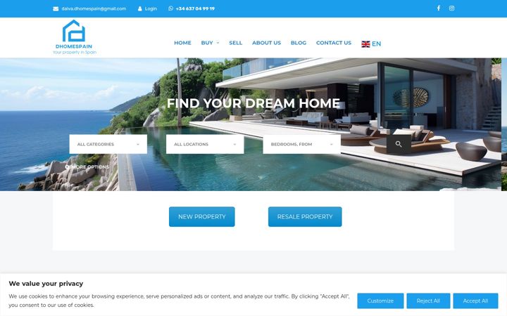 Screenshot of dhomespain.com