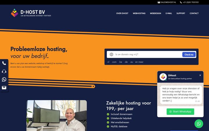 Kuvakaappaus sivustosta dhost.nl