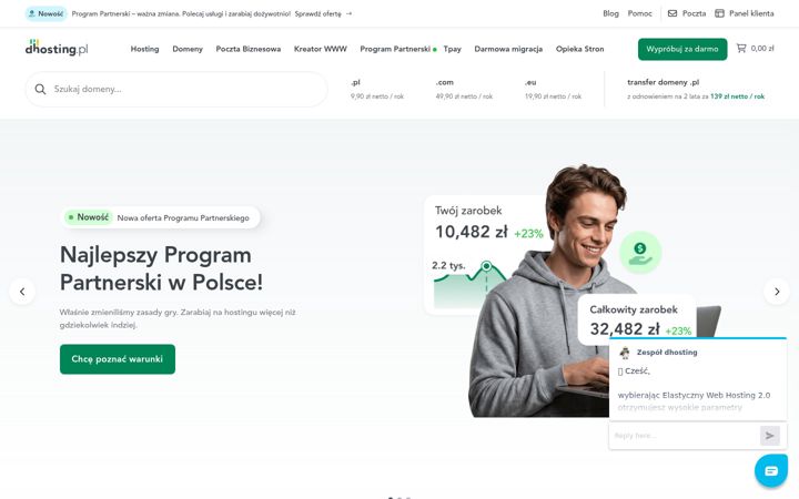 Ekrano kopija dhosting.pl