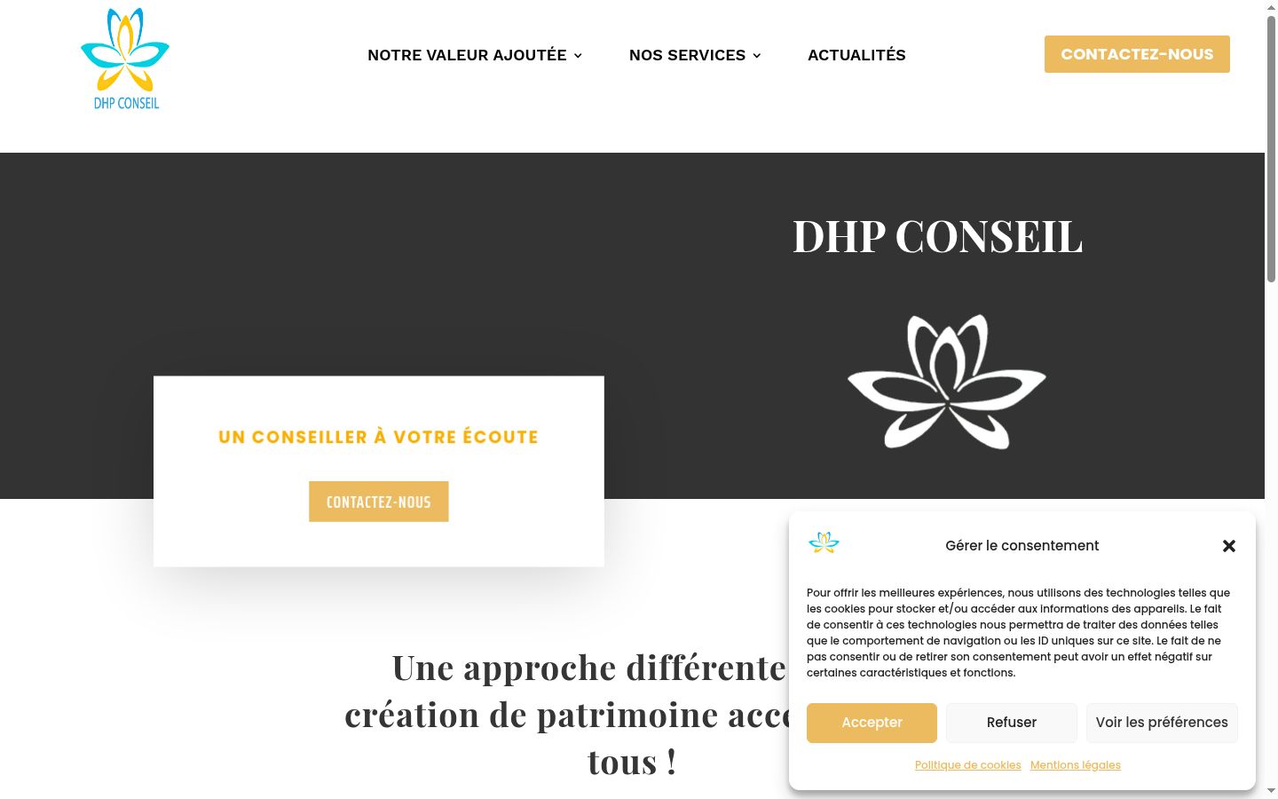 Screenshot del banner di consenso mostrato prima di qualsiasi interazione
