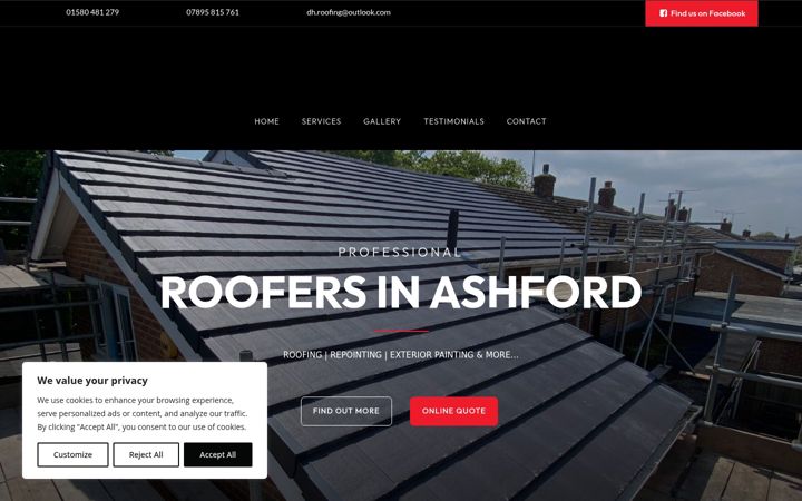 Screenshot of dhroofingandpropertymaintenanceltd.co.uk