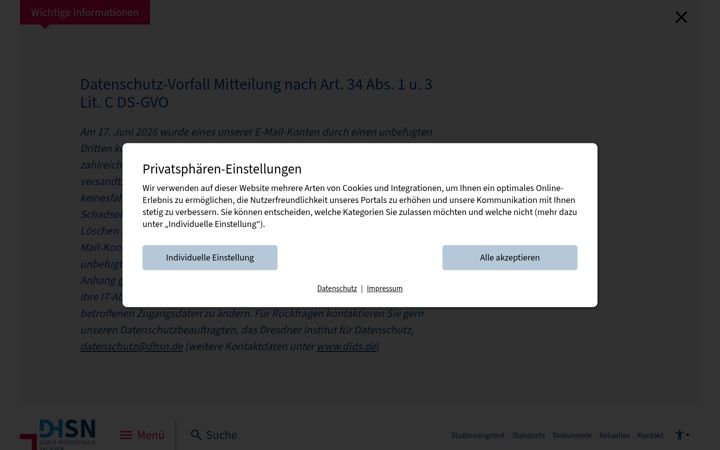 Screenshot of dhsn.de