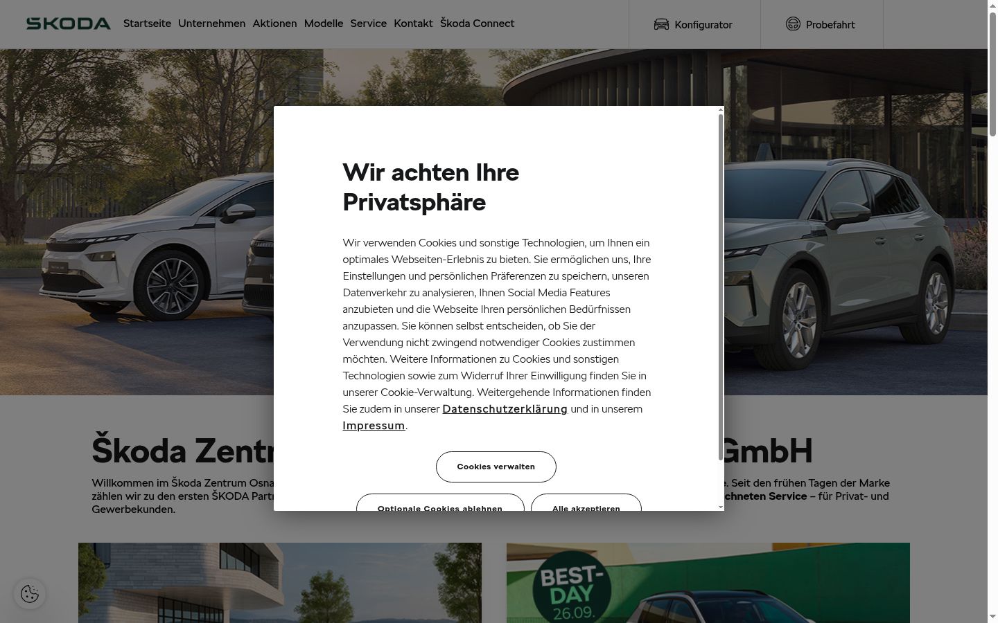 Snímek obrazovky baneru souhlasu zobrazeného před jakoukoli interakcí