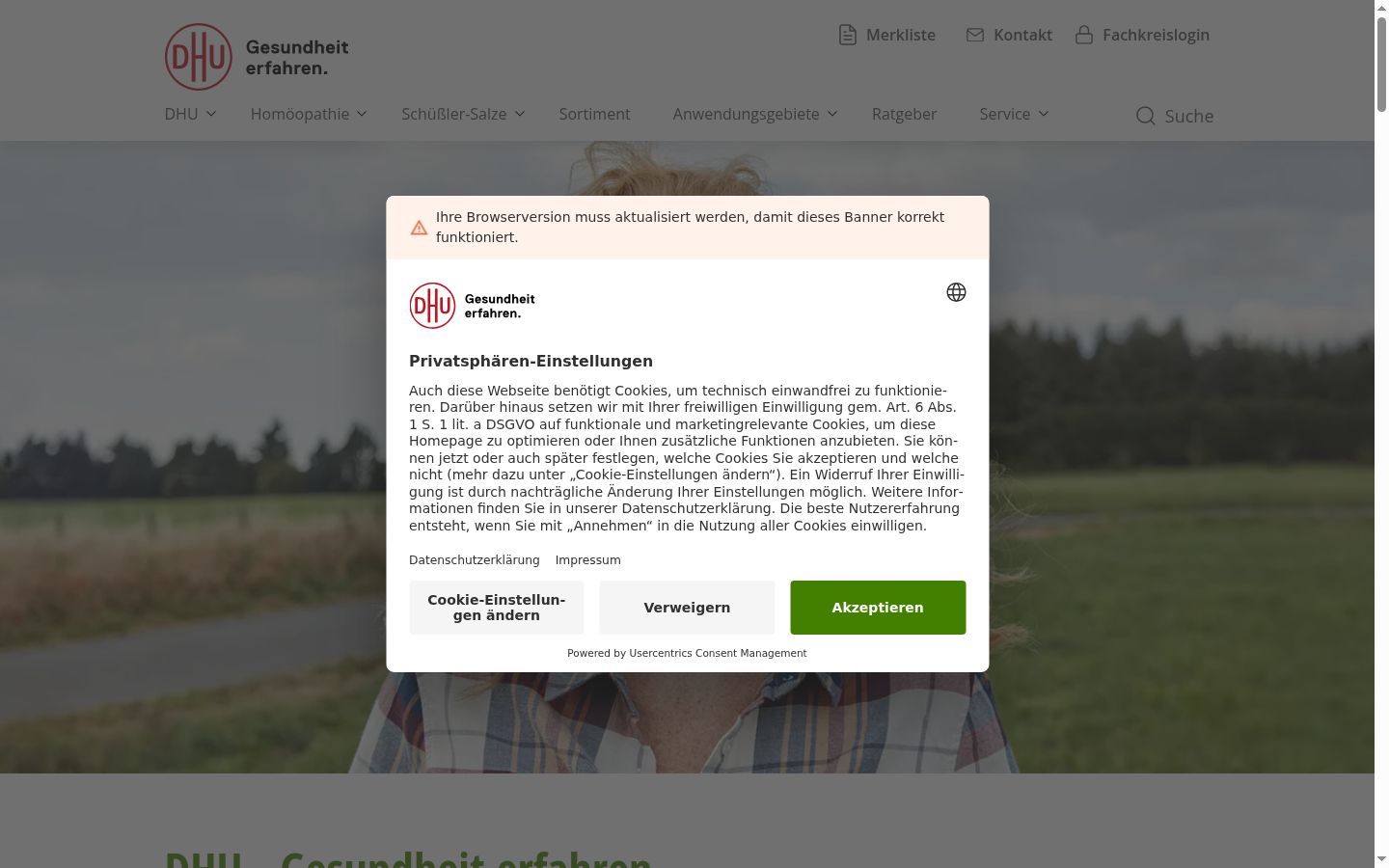 Screenshot del banner di consenso mostrato prima di qualsiasi interazione