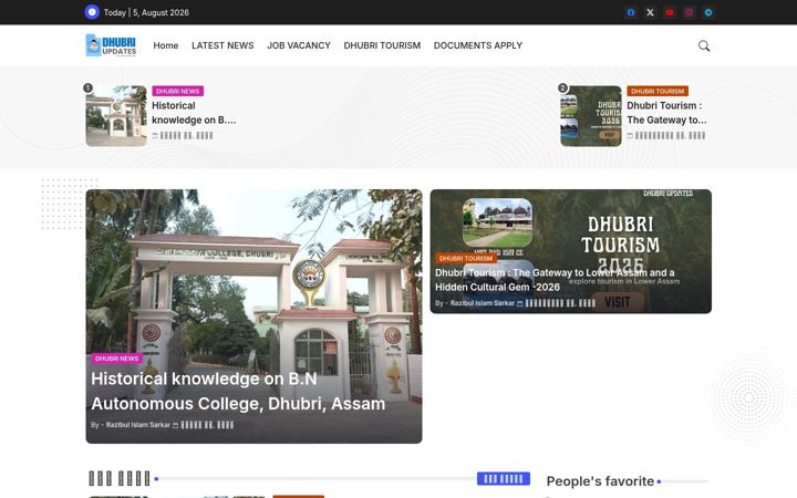 Kuvakaappaus sivustosta dhubriupdates.co.in