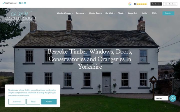 Screenshot of dhwjoinery.co.uk