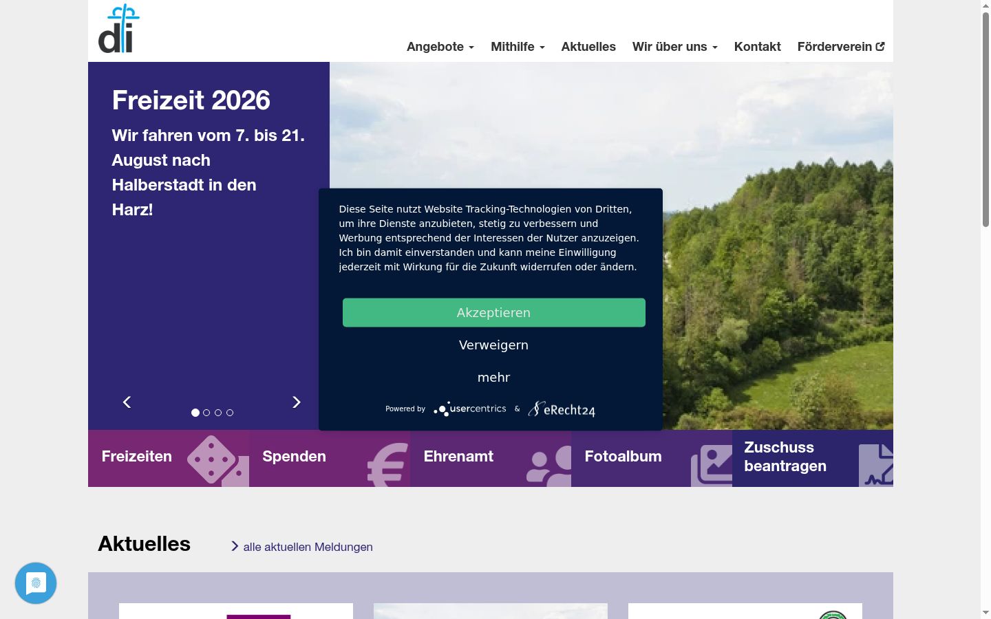 Screenshot del banner di consenso mostrato prima di qualsiasi interazione