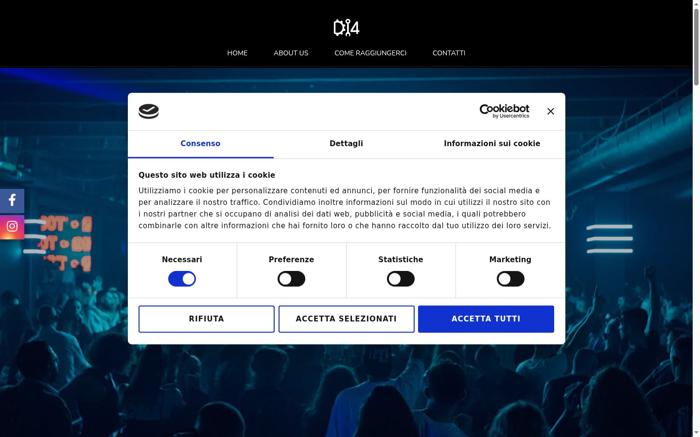 Captura de ecrã do banner de consentimento apresentado antes de qualquer interação
