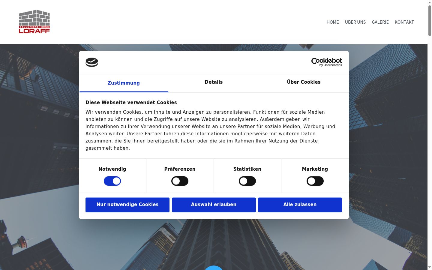 Captura de ecrã do banner de consentimento apresentado antes de qualquer interação
