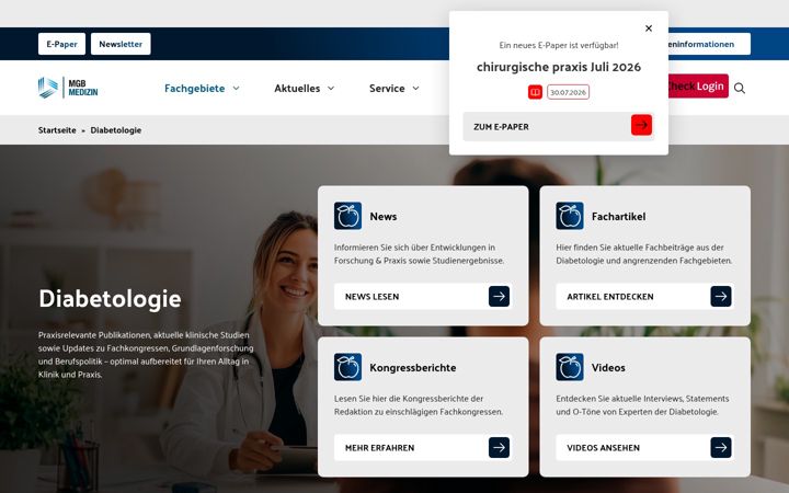 Kuvakaappaus sivustosta diabetes-heute.info