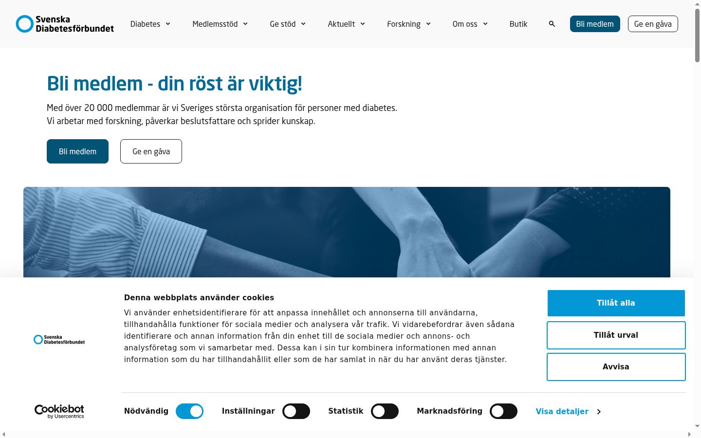 Screenshot tal-banner tal-kunsens muri qabel kwalunkwe interazzjoni