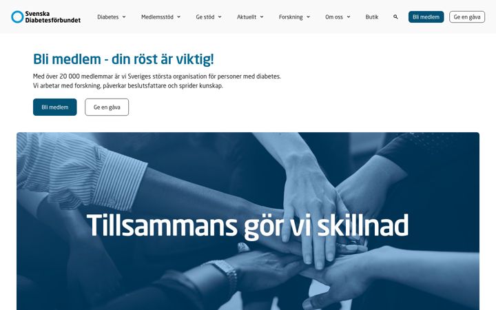 Screenshot di diabetes.se
