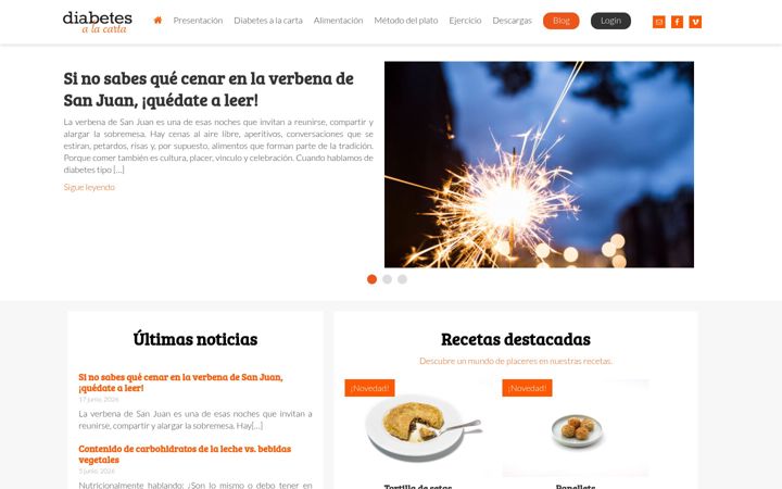 Posnetek zaslona diabetesalacarta.org
