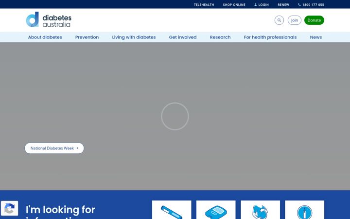 Screenshot of diabetesaustralia.com.au