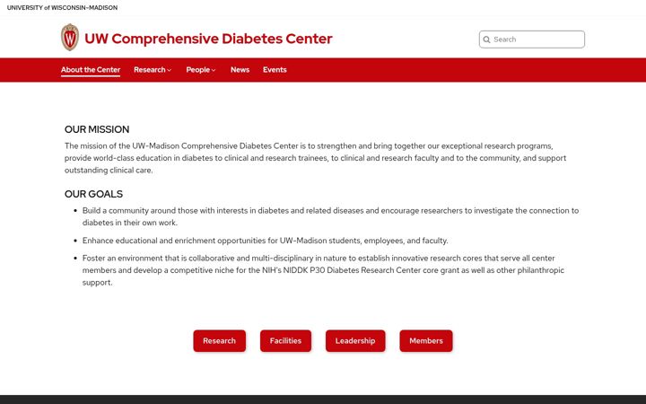 Skjermbilde av diabetescenter.wisc.edu
