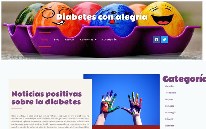 Captură de ecran a diabetesconalegria.es