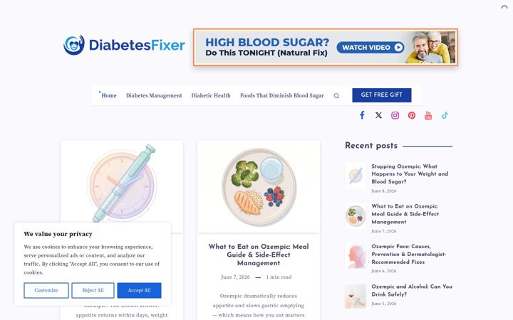 Screenshot of diabetesfixer.com