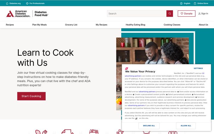 Screenshot of diabetesfoodhub.org