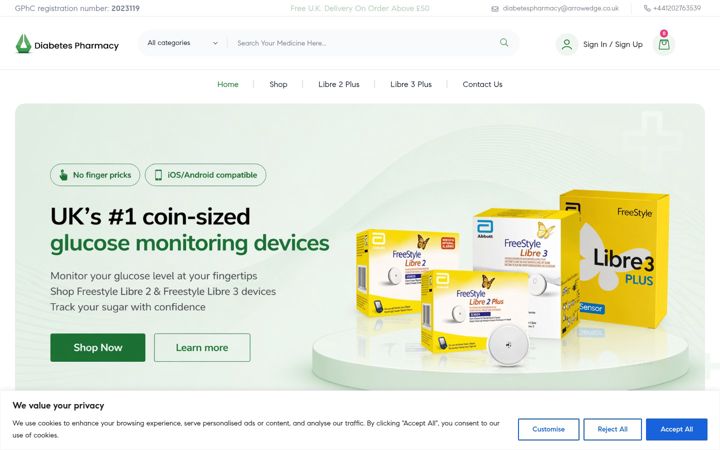Екранна снимка на diabetespharmacy.co.uk