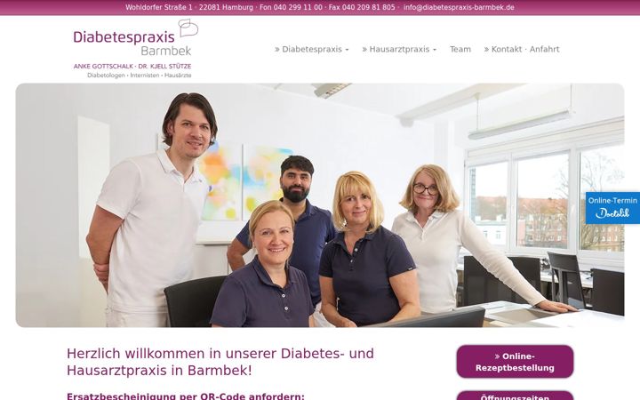 Screenshot of diabetespraxis-barmbek.de