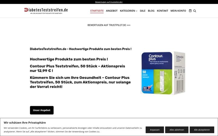 Screenshot ta' diabetesteststreifen.de