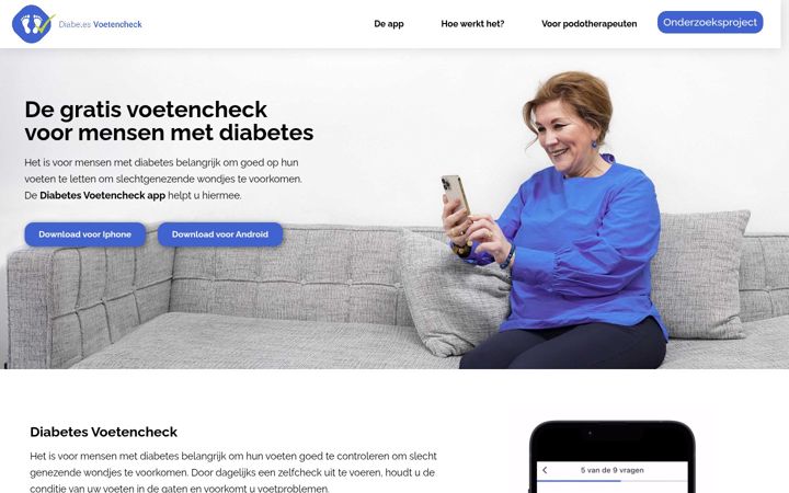 Screenshot of diabetesvoetencheck.nl