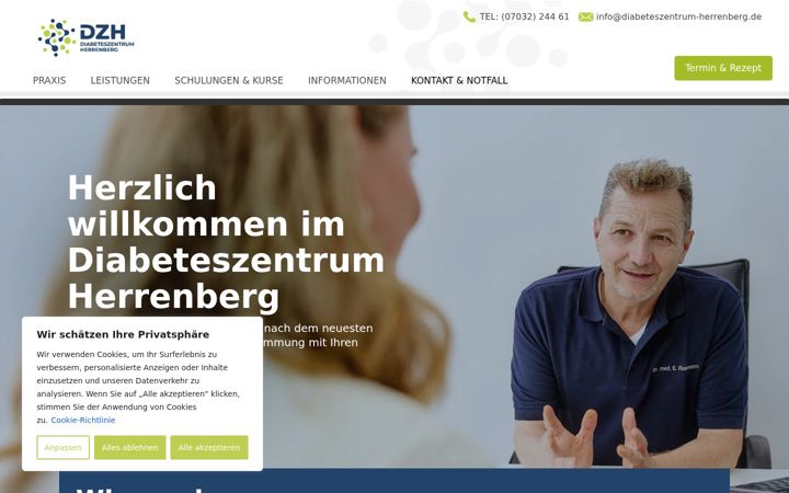Screenshot ta' diabeteszentrum-herrenberg.de