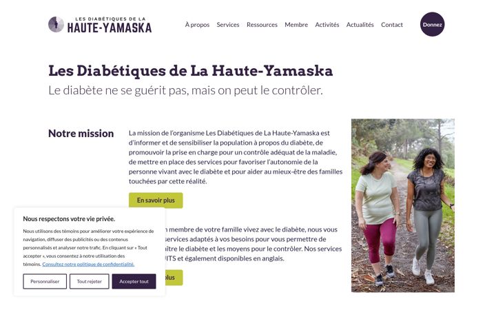 Skärmbild av diabetiqueshy.ca