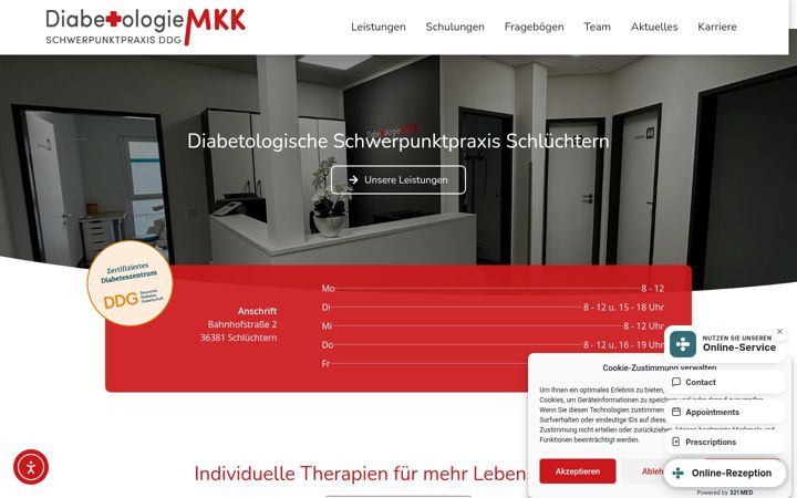 Screenshot ta' diabetologe-mkk.de
