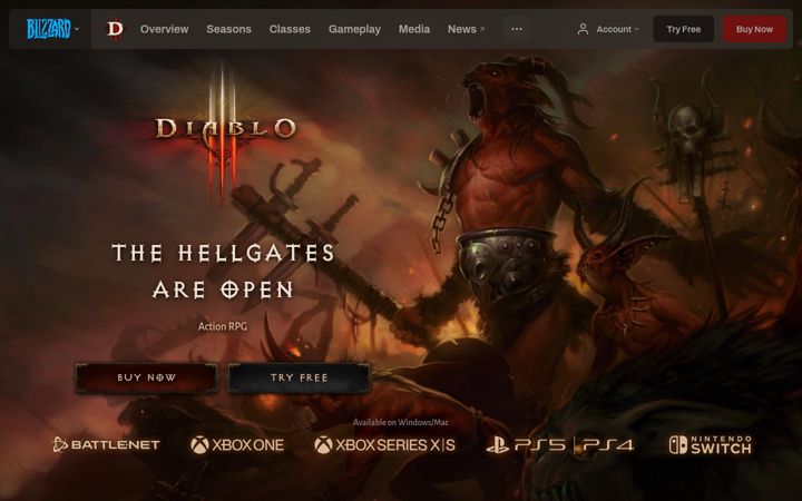 Screenshot of diablo3.com