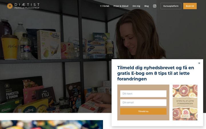 Snímek obrazovky diaetistpernille.dk