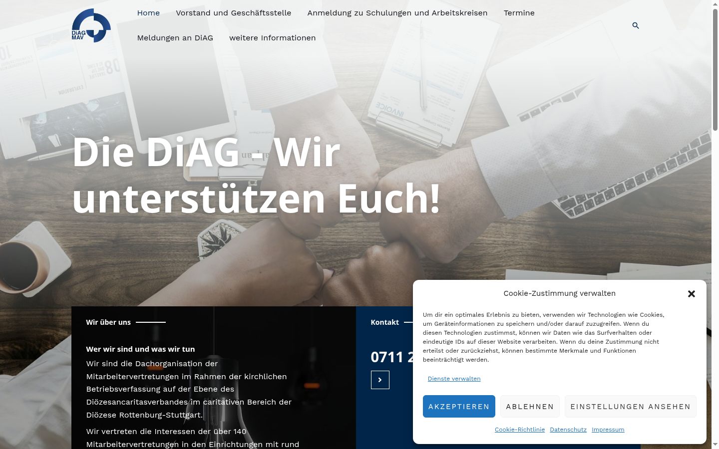 Screenshot des Einwilligungsbanners vor jeglicher Interaktion
