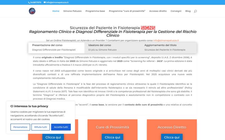 Snímek obrazovky diagnosidifferenzialeinfisioterapia.it