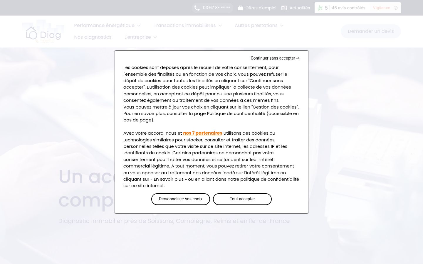 Snimka zaslona bannera za privolu prikazanog prije bilo kakve interakcije