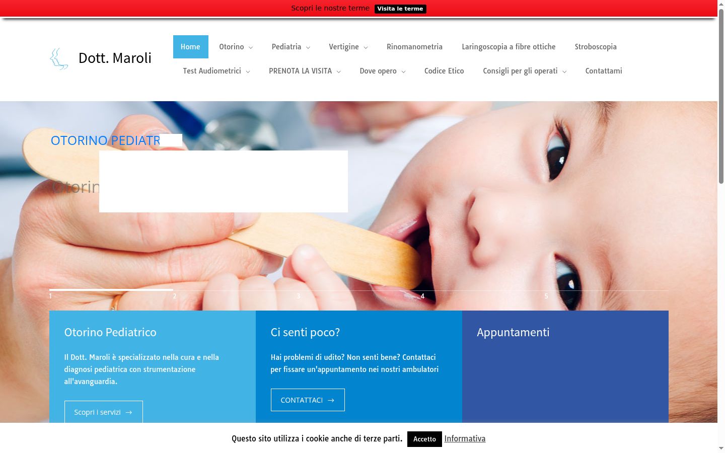 Screenshot del banner di consenso mostrato prima di qualsiasi interazione