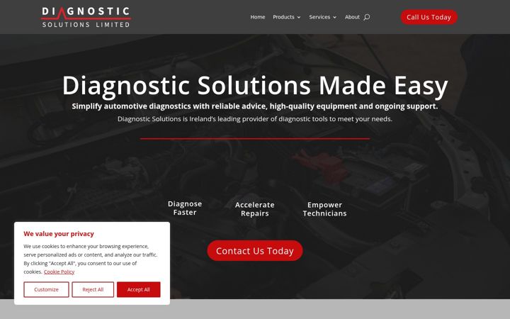 Skærmbillede af diagnosticsolutions.ie