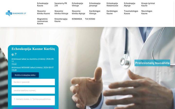 Screenshot ta' diagnoze.lt