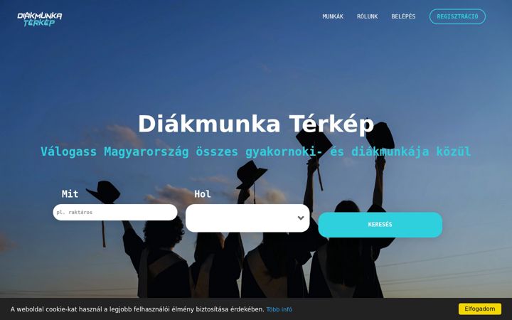 Screenshot of diakmunkaterkep.hu