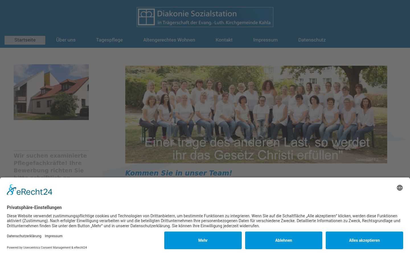 Screenshot des Einwilligungsbanners vor jeglicher Interaktion