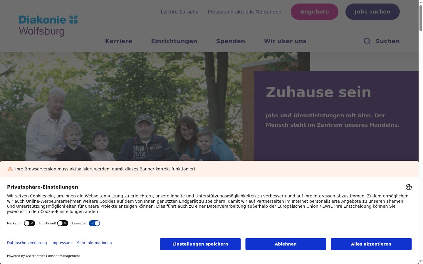Screenshot del banner di consenso mostrato prima di qualsiasi interazione