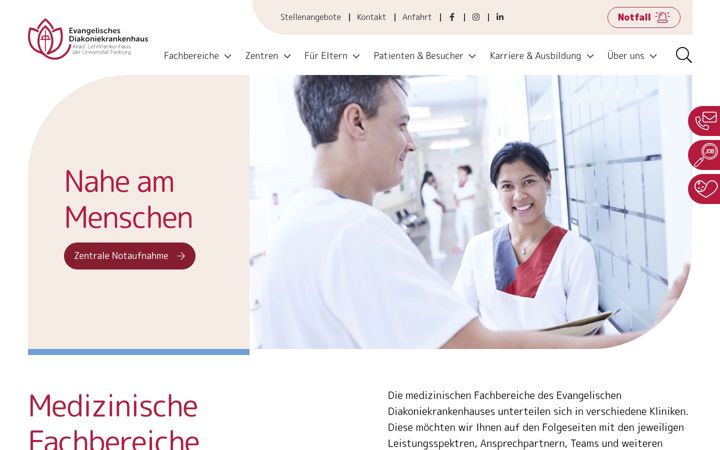 Screenshot of diakoniekrankenhaus-freiburg.de