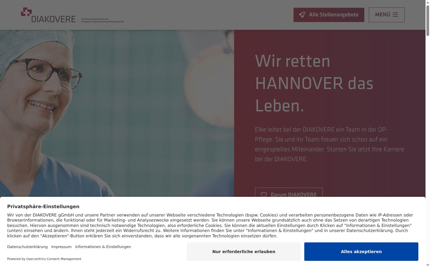 Screenshot of the consent banner shown before any interaction
